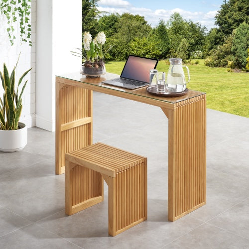 Pine Dining Bench And Table, Indoor Wood Bench For Entryway,Living Room,Kitchen And Bedroom Table And Bench Set Nature, Bench Table Small Tempered Glass Included