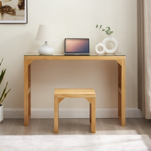 Pine Dining Bench And Table, Indoor Wood Bench For Entryway,Living Room,Kitchen And Bedroom Table And Bench Set Nature, Bench Table Small Tempered Glass Included