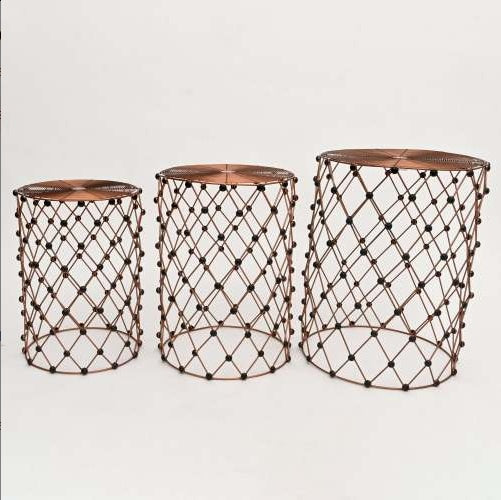 Rustic Charm Wire Nesting Stools Set Of 3 Multi-Use Accent Seats
