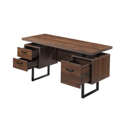 Home Office Computer Desk With Drawers Hanging Letter-size Files, 59 Inch Writing Study Table With Drawers