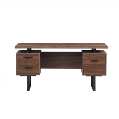 Home Office Computer Desk With Drawers Hanging Letter-size Files, 59 Inch Writing Study Table With Drawers