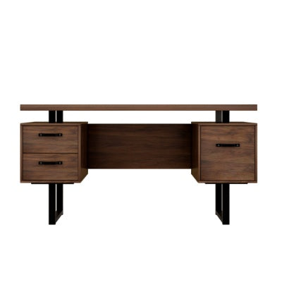 Home Office Computer Desk With Drawers Hanging Letter-size Files, 59 Inch Writing Study Table With Drawers