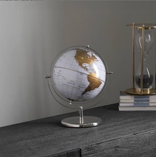 Tabletop Decorative Globe On Aluminum Base-12 H