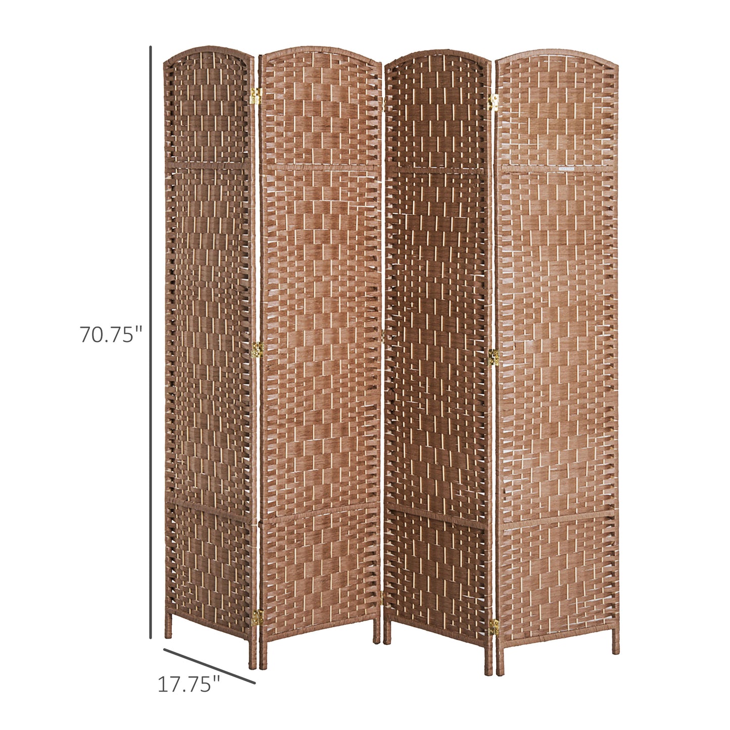 6FT Tall 4-Panel Wicker Weave Room Divider, Folding Privacy Screen, Portable Partition For Bedroom & Home Office, Natural