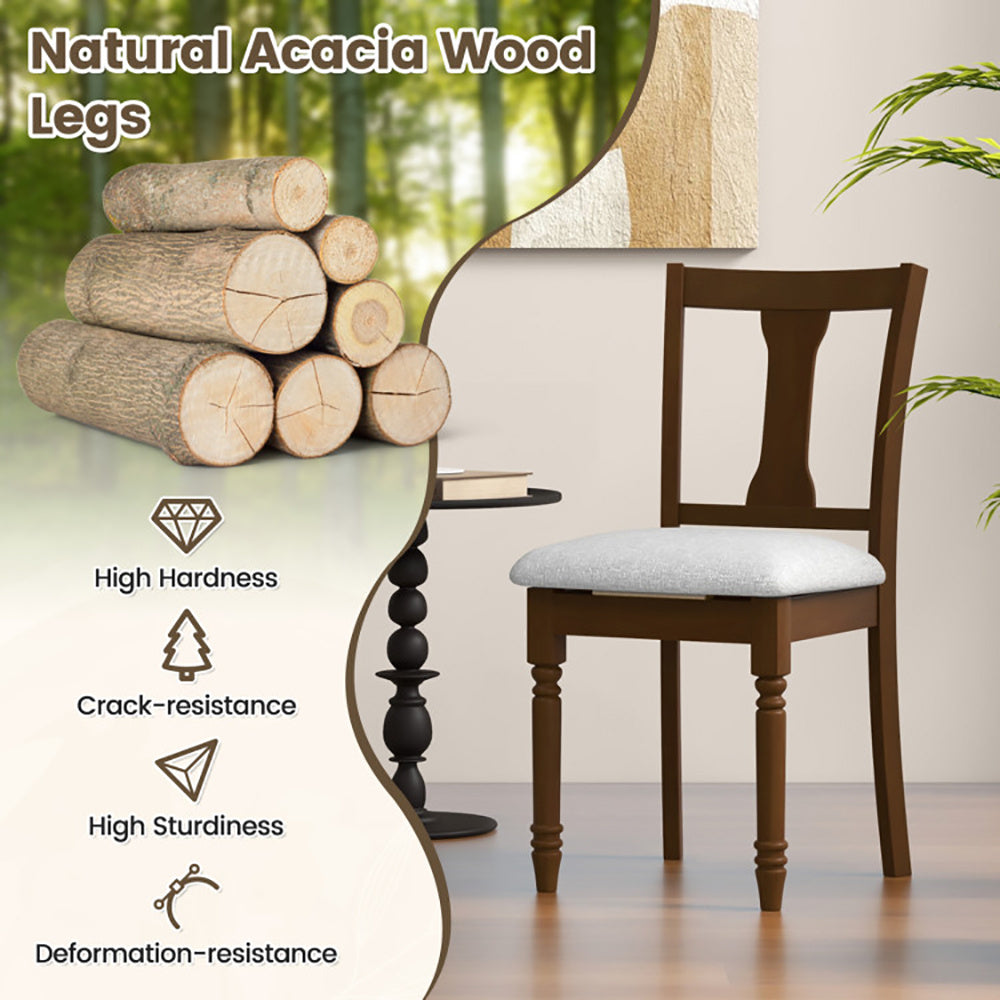 Kitchen Dining Chair With Linen Fabric And Storage Space