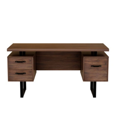 Home Office Computer Desk With Drawers Hanging Letter-size Files, 59 Inch Writing Study Table With Drawers