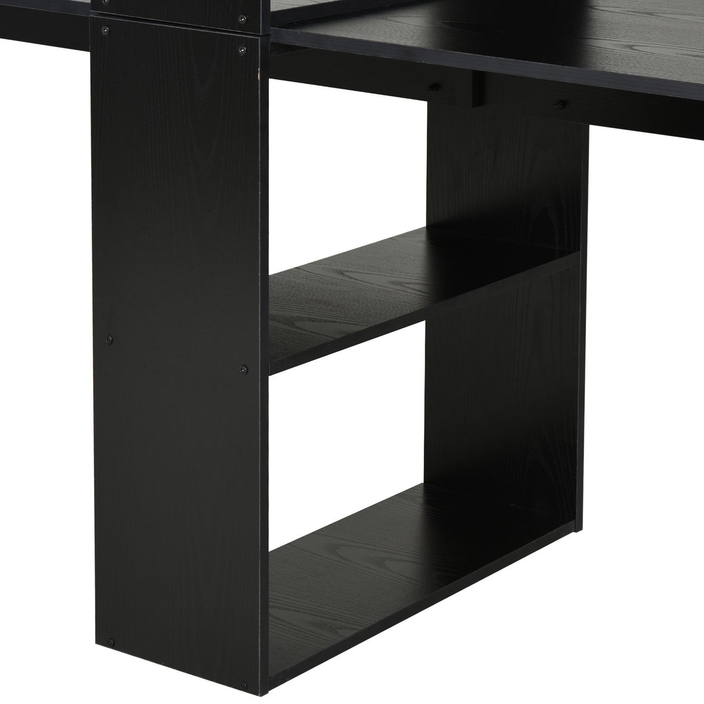 Extra Long 2-Person Desk With Bookshelf Black Home Office Workstation Combo