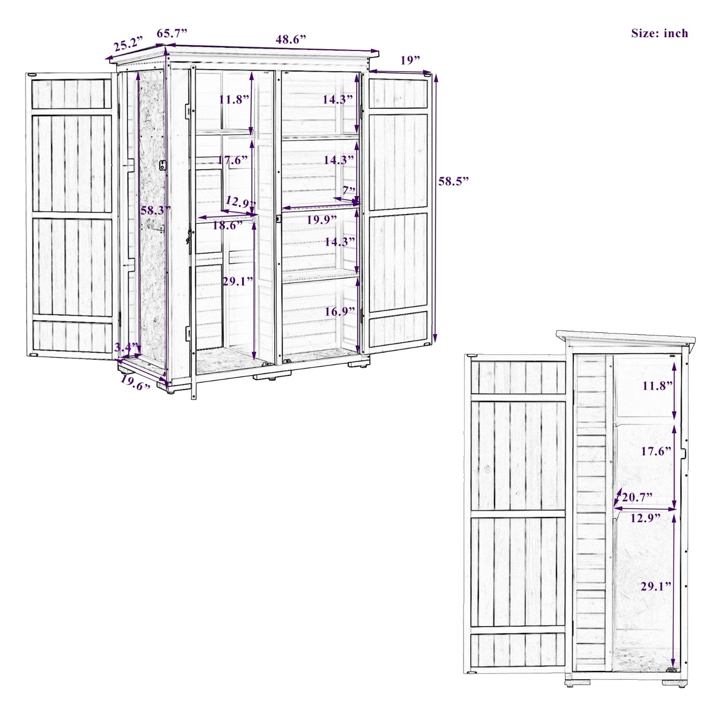 Video Provided TOPMAX Outdoor 5.5ft Hx4.1ft L Wood Storage Shed, Garden Tool Cabinet With Waterpro